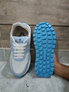 Stylish Baby Blue &amp; White Sneakers