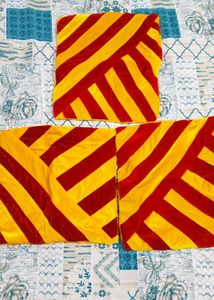 Handmade Red and Yellow Striped Cushion cover