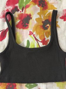 NA-KD Black Ribbed Crop Tank Top