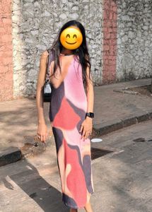 Abstract Print Midi Dress . size - S