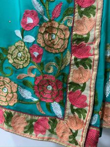 Turqoise Embroidered Saree