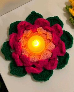 Crochet Lotus Candle Holder 🪷