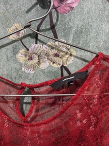 Chic Red Lace Tiered Dress