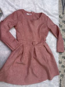 Cute Pink Suede Mini Dress
