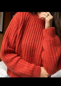 Cozy Orange Ribbed Knit Sweater