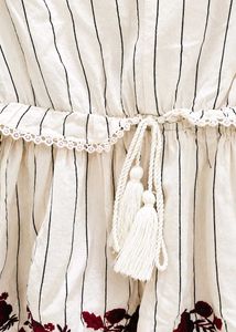 Boho Striped Tunic with Floral Embroidery