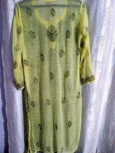 Yellowish Green Chikankari Kurta