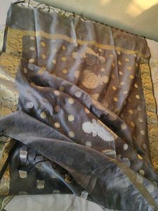 Elegant Grey Banarasi Silk dupatta