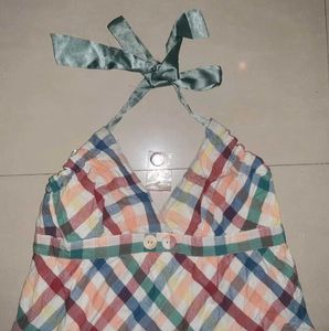 🌸 PROMOD Pastel Plaid Halter Dress – Chic 🌸