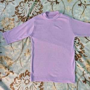 Lavender Ribbed Mock Neck Top