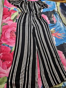 Off-Shoulder Striped Jumpsuit