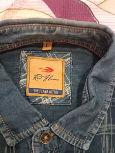 Men's Blue Checkered Denim Shirt