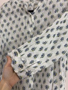 floral white kurta style shirt