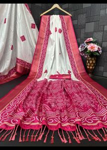 Elegant White &amp; Pink Saree