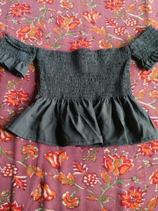 Smocked Off-Shoulder Peplum Top