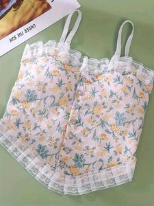 Floral Lace Trim Crop Top