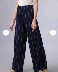 Striped Navy Blue Wide Leg Pants