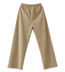 Tan Corduroy Track Pants with White Stripes