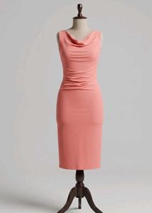 Coral Cowl /Boat Neck Sleeveless Dress