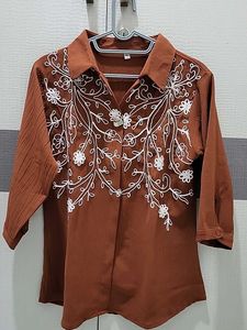 Embroidered Rust coloured Tunic