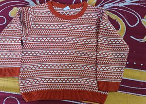Rust &amp; White color Knit Sweater (3-4 yrs)