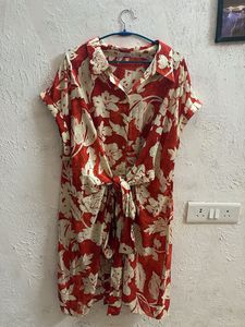 Mango 1xl  Floral Print Shirt Dress