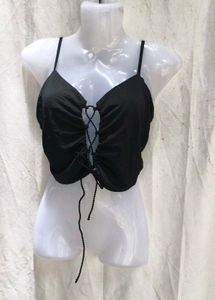 I. Black Lace-Up Crop Top