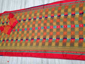🇳🇿💫💗 Multicolour Elegant Checked Saree