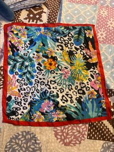 Vibrant Floral &amp; Leopard Print Scarf