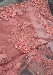 Exquisite Pink Floral Embellished Saree