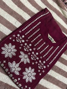 Embroidered Maroon Kurta