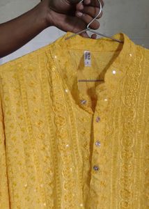 Vibrant Yellow Embroidered Kurta