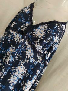 Floral Print Nightgown with Lace Trim