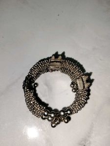Elegant Silver Bracelet with Black Stone