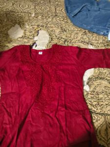 Embroidered Maroon Kurta