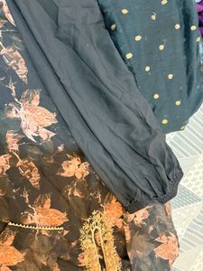 Elegant Black Floral Kurta Set