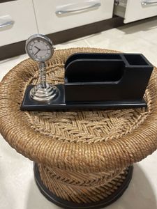 Vintage Style Desk Organizer with Clock