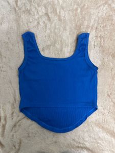 Blue Ribbed Corset Top