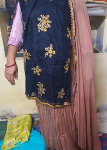 Designer Navy Blue &amp; Peach Lehenga Choli
