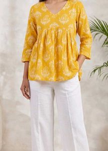 Yellow Paisley Print Kurta