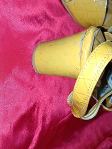 Yellow Embossed Heeled Sandals