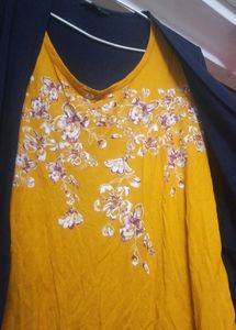 Mustered And Navy Blue Jacket Top