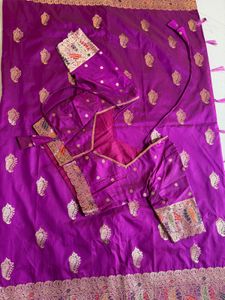 Pure Magenta Banarasi Saree with Blouse