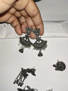Oxidised Silver Butterfly Jhumka &amp; Statement Earri