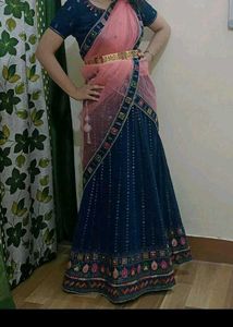 Stunning Blue Embroidered Lehenga Choli