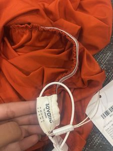 Chic Orange Ruched Mini Dress