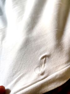 Solid V-neck White T-shirt