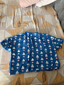 Blue Graphic Print Cropped Top