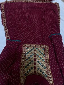 Maroon Embroidered Kurta Set with pant