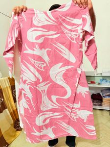 Stylish Pink Kurta Set with White Pants